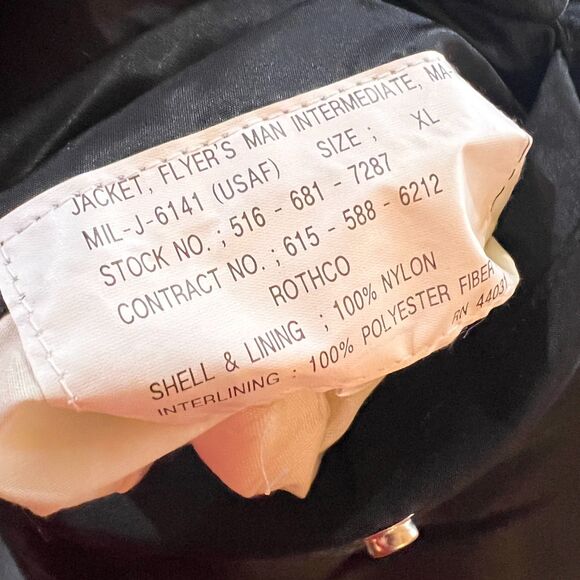 Vintage Army MA-1 Flight Black Intermediate Bomber Jacket Reversible Mens Sz XL - Picture 9 of 9